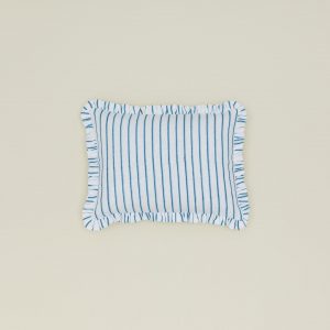 Hawkins New York Block Printed Striped Ruffled Pillow Cover - Indigo Stripe