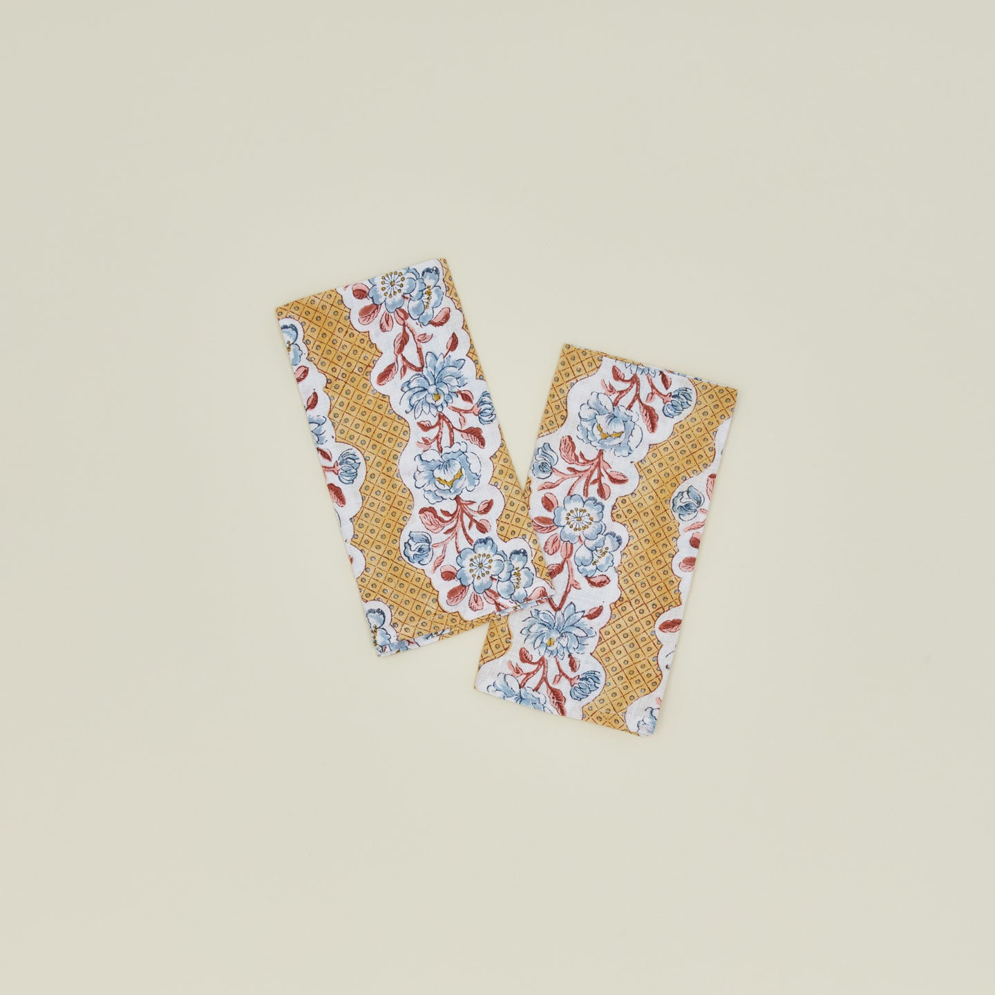Hawkins New York Block Printed Floral Napkins, Set of 2 - Mustard Floral
