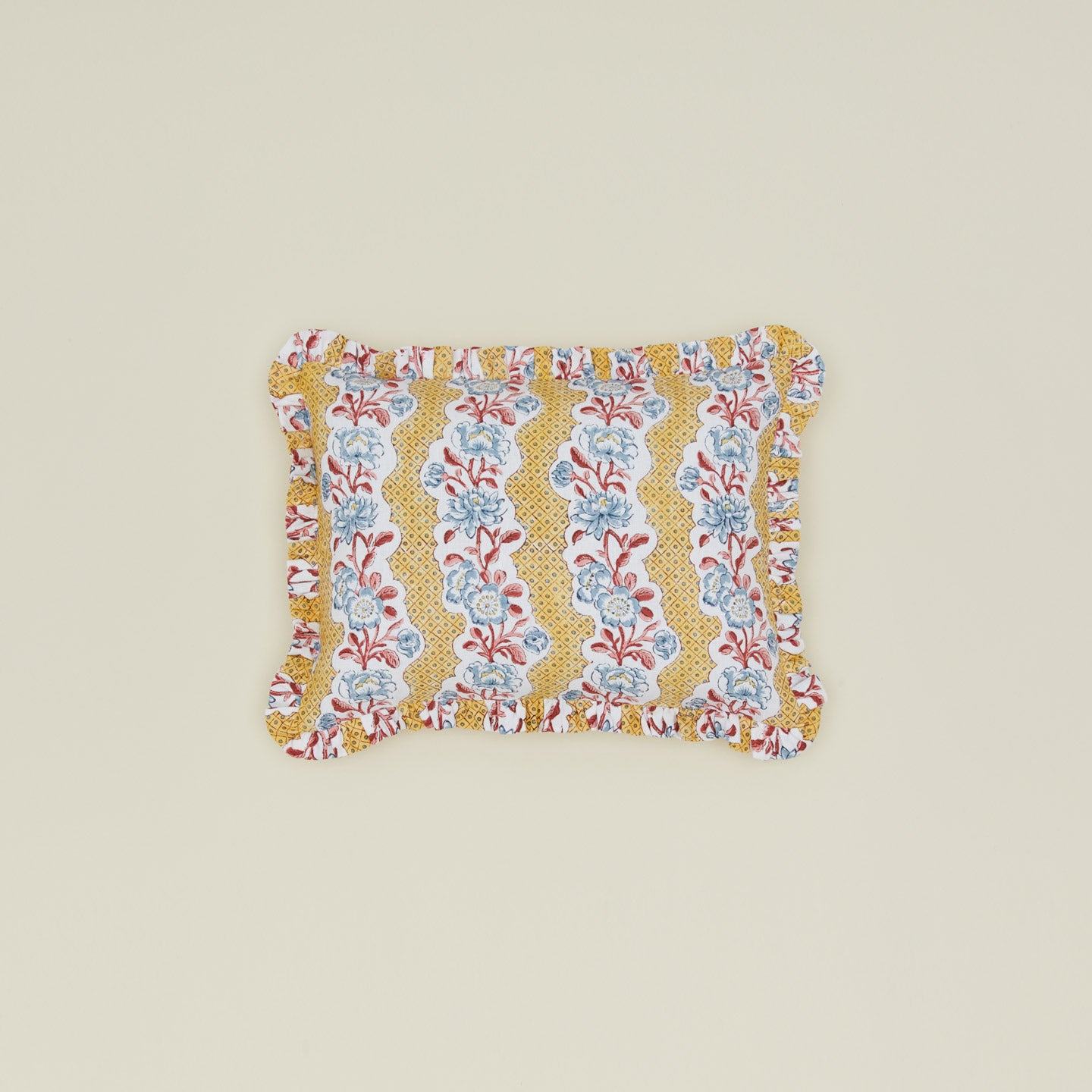 Hawkins New York Block Printed Ruffled Pillow Cover - Mustard Floral