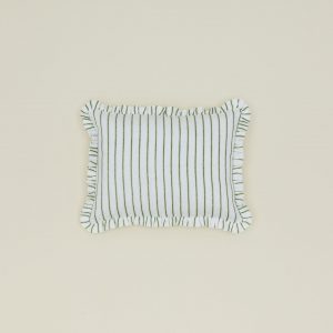 Hawkins New York Block Printed Striped Ruffled Pillow Cover - Olive Stripe