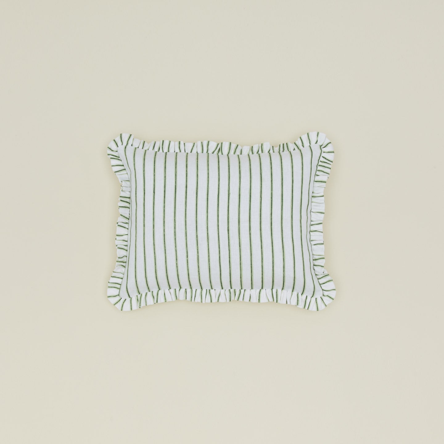 Hawkins New York Block Printed Striped Ruffled Pillow Cover - Olive Stripe