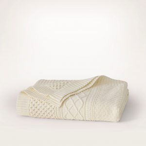 Bollandbranch Aran Knit Throw Blanket - Cream