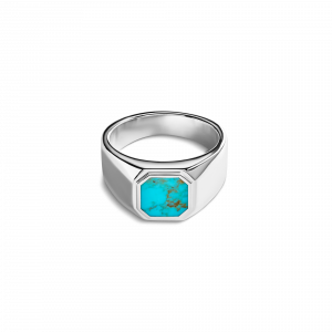 Shinola Octagonal Inlay Signet Ring Turquoise