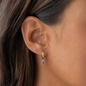 Linjer December Birthstone Drop Huggie Earrings - Cordierite