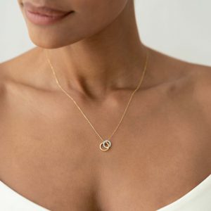 Linjer Lab Grown Diamond Double Circle Necklace 14k Gold - Diana