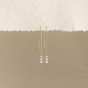 Linjer Lab Grown Diamond Drop Threader Earrings 14k Gold - Priscilla