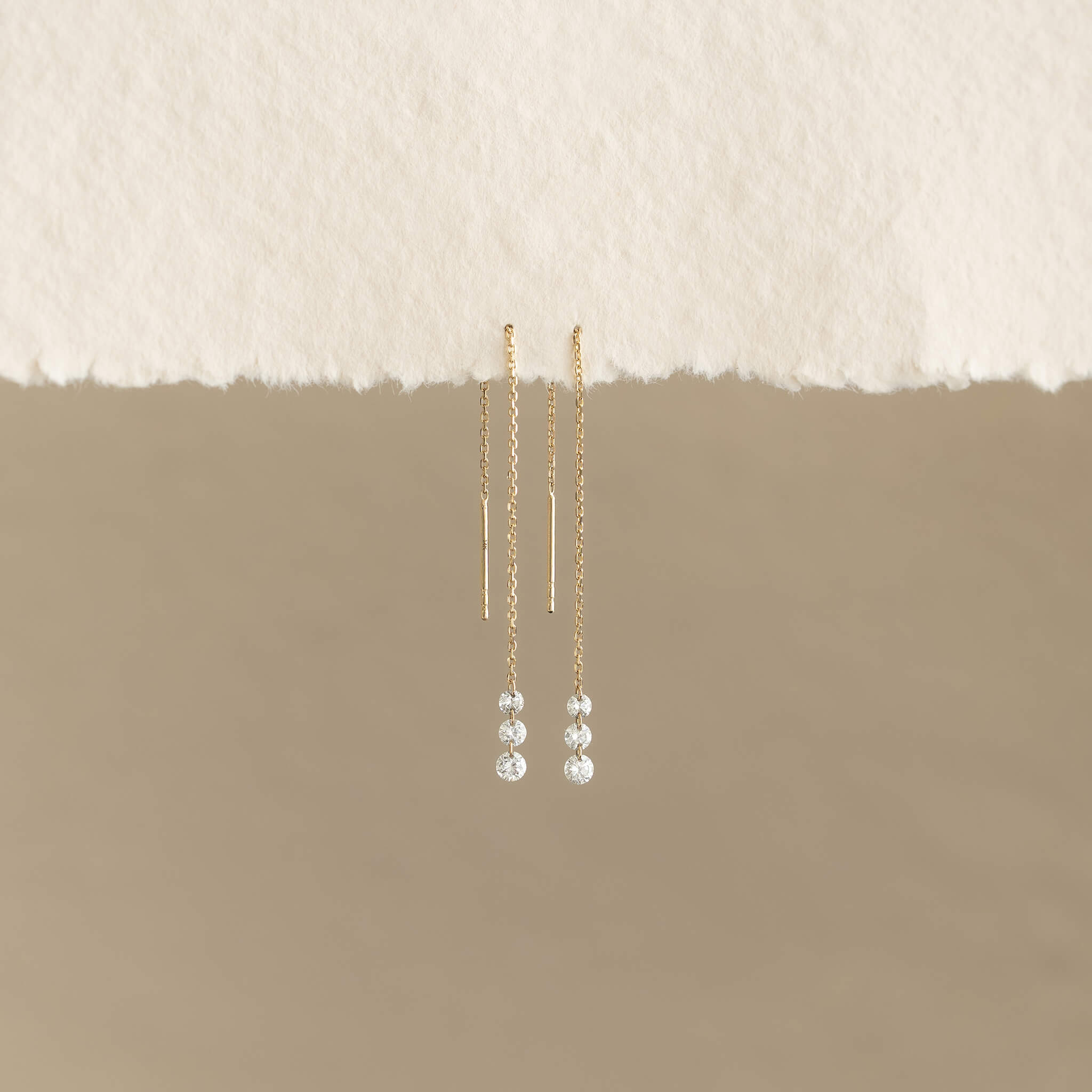 Linjer Lab Grown Diamond Drop Threader Earrings 14k Gold - Priscilla