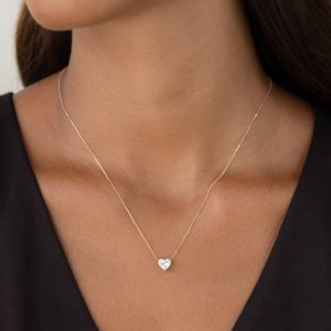 Linjer Lab Grown Diamond Heart Pendant Necklace 14k Gold - Aimee