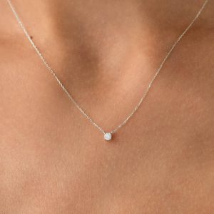 Linjer Lab Grown Diamond Pendant Necklace 14k White Gold - Johanne