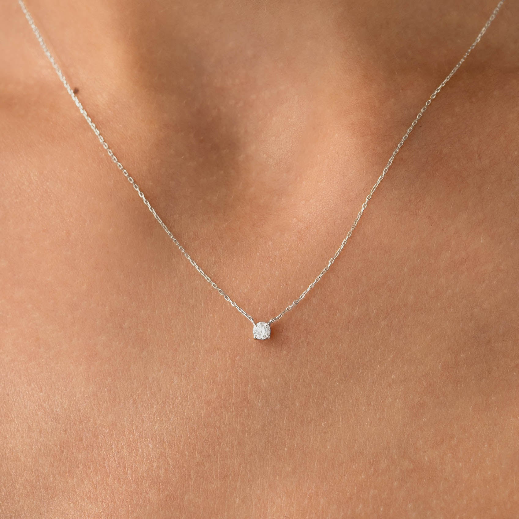 Linjer Lab Grown Diamond Pendant Necklace 14k White Gold - Johanne