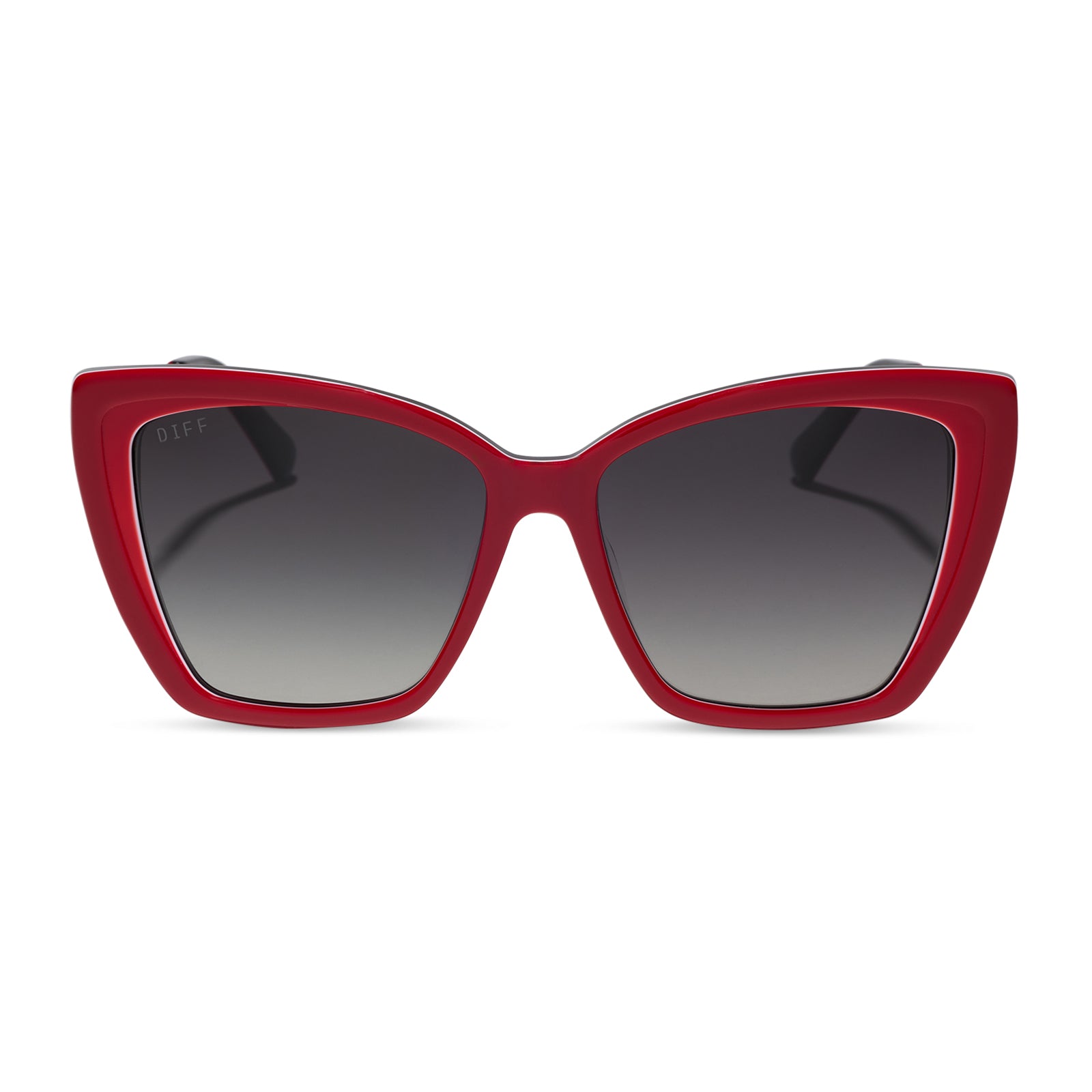 DIFF BECKY II - RED, WHITE & BLACK + GUNMETAL + GREY GRADIENT + POLARIZED + SUNGLASSES