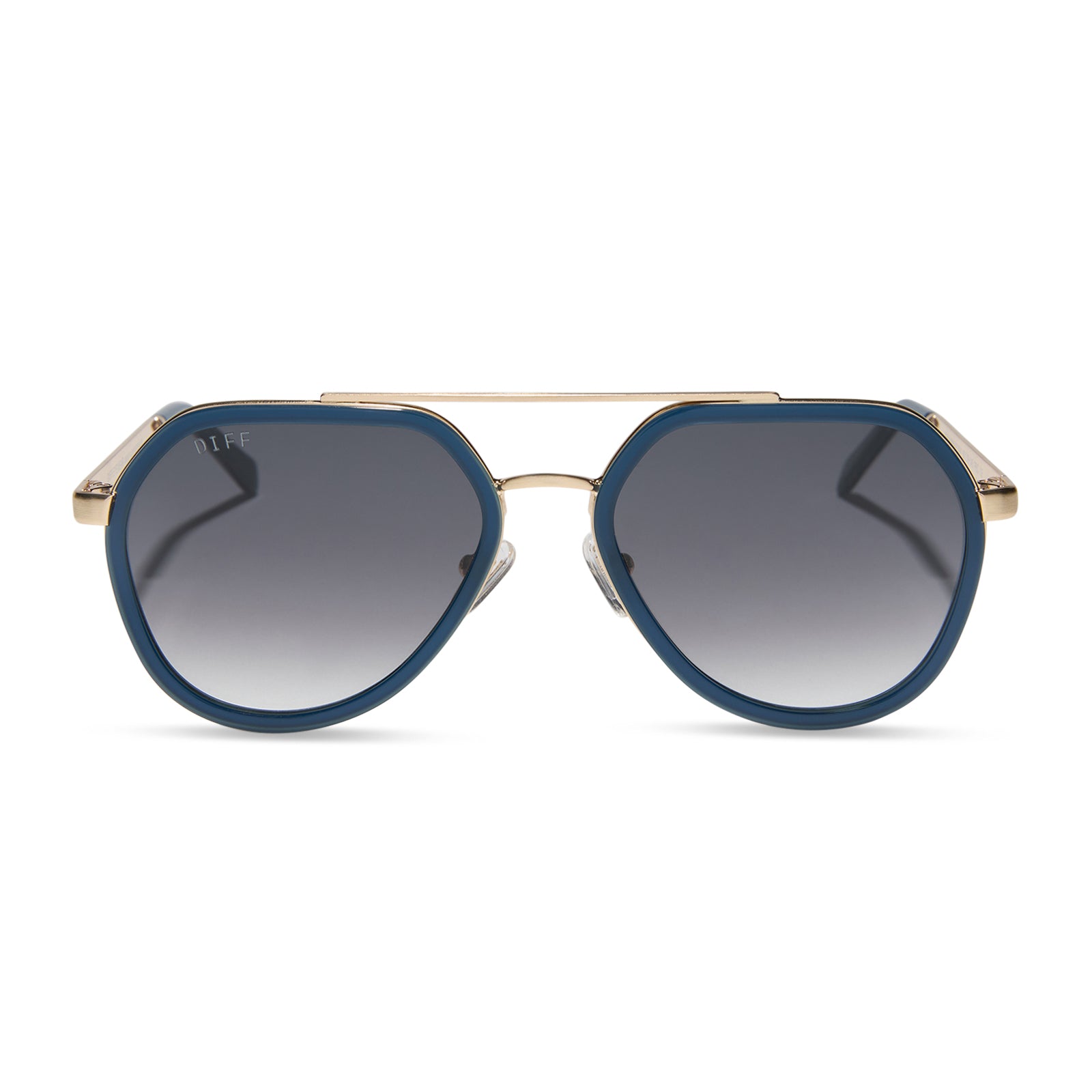 DIFF JOEY - CLUBHOUSE BLUE + BRUSHED GOLD METAL + GREY GRADIENT SUNGLASSES