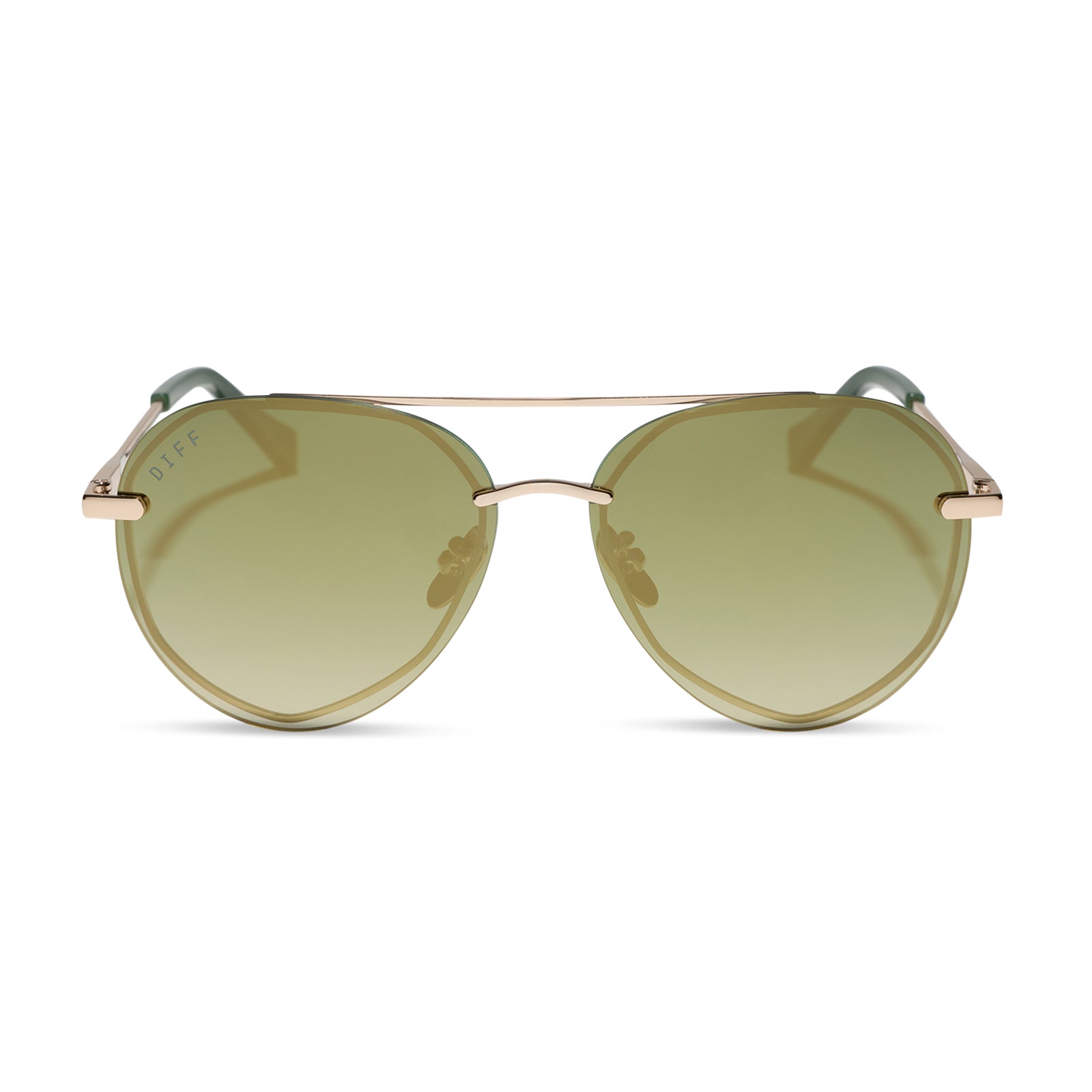 DIFF LENOX XS - GOLD + ALOE GREEN GRADIENT + LIGHT GOLD FLASH + POLARIZED SUNGLASSES