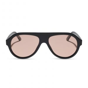 DIFF LYLA - SHINY BLACK + PINK TINT + SUNGLASSES