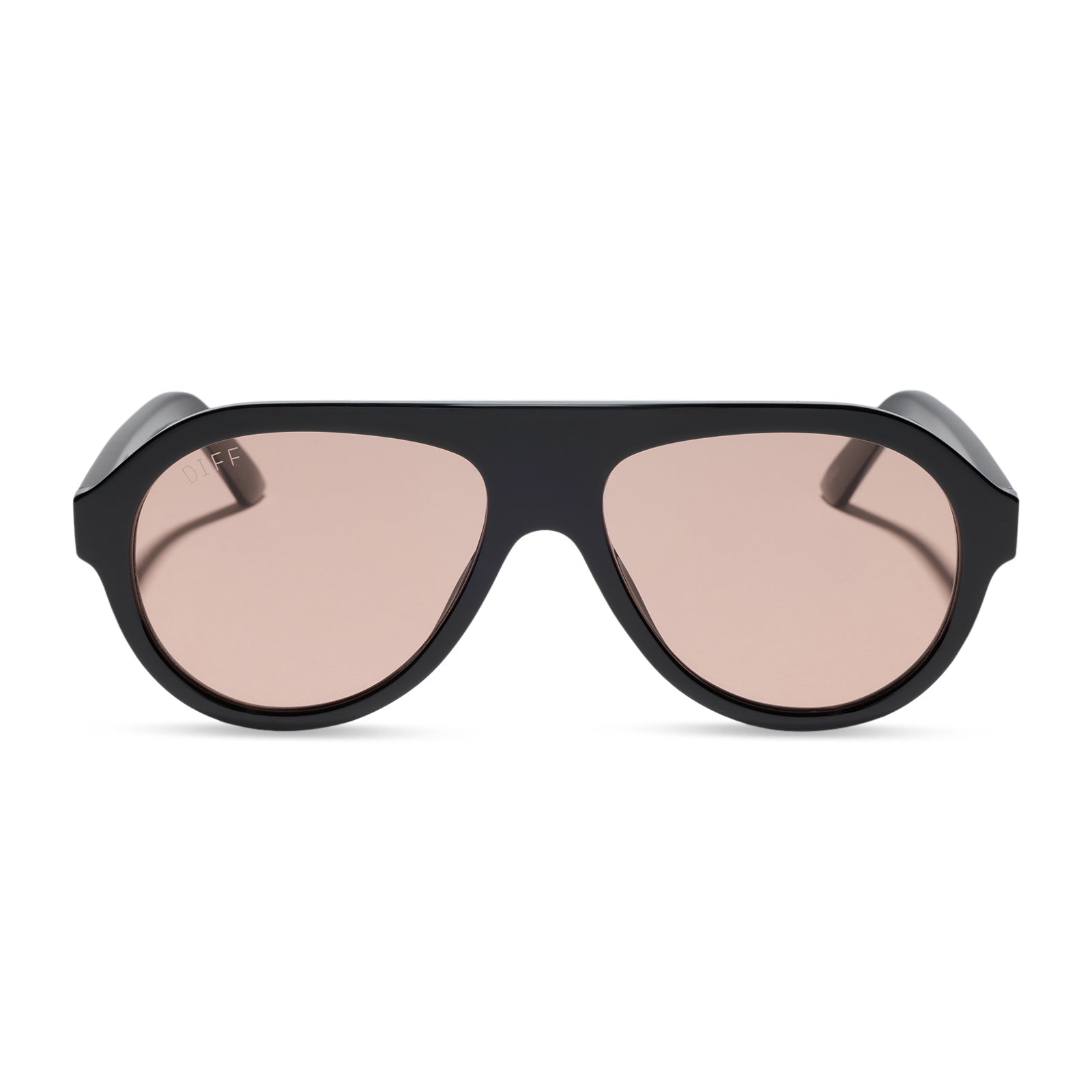 DIFF LYLA - SHINY BLACK + PINK TINT + SUNGLASSES