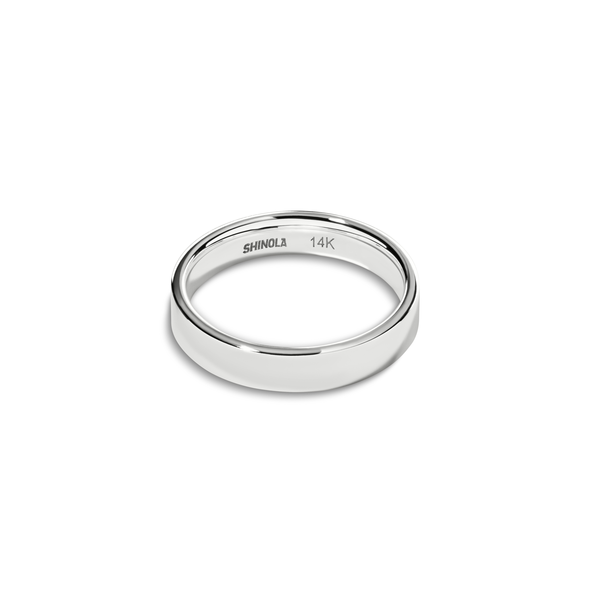 Shinola 4mm Flat White Gold Band