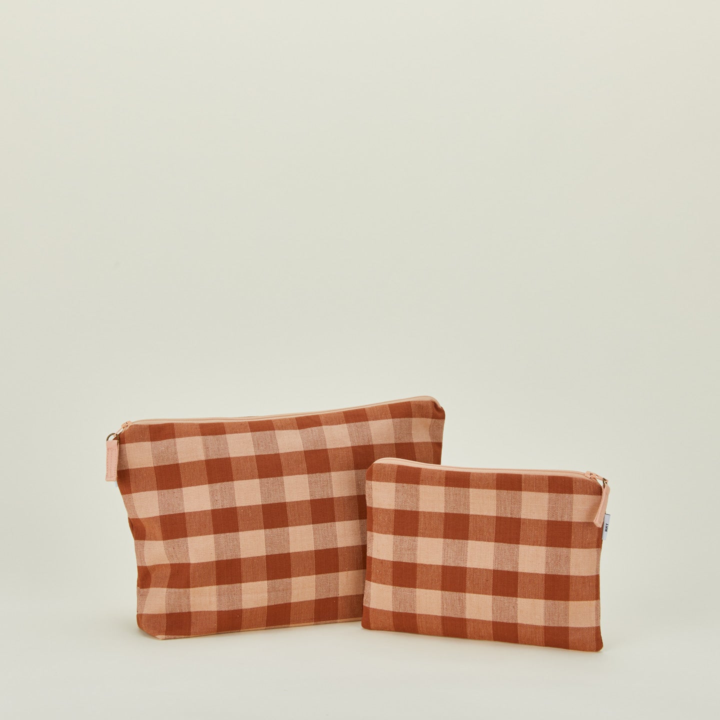 Hawkins New York Essential Gingham Pouch - Blush/Terracotta