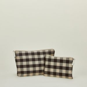 Hawkins New York Essential Gingham Pouch - Light Grey/Black
