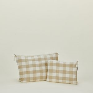 Hawkins New York Essential Gingham Pouch - Ivory/Flax