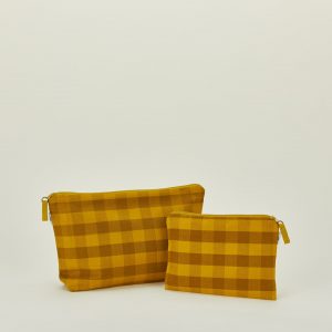 Hawkins New York Essential Gingham Pouch - Mustard/Bronze