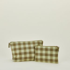 Hawkins New York Essential Gingham Pouch - Olive/Sage