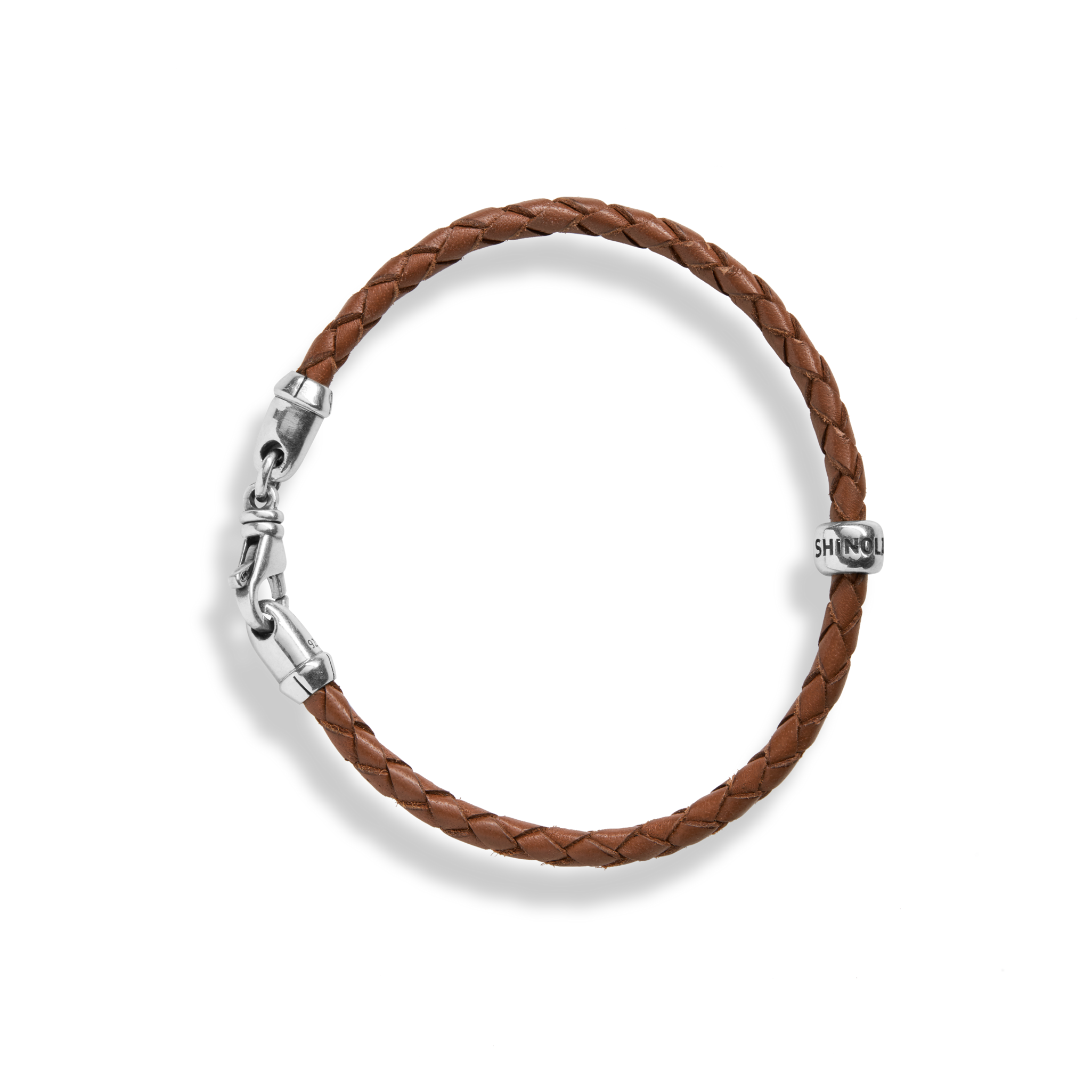 Shinola Single Wrap Woven Leather Bracelet - Tan