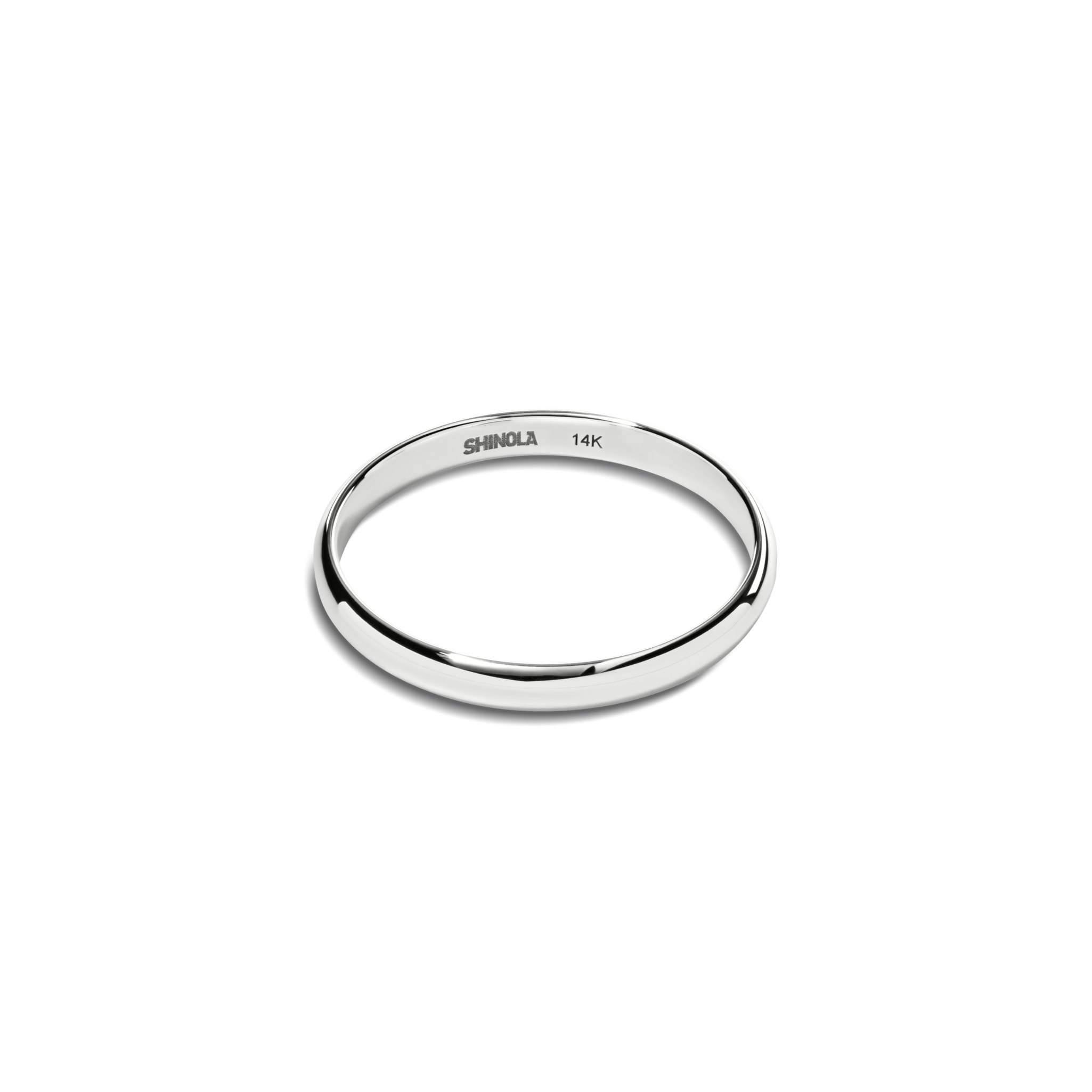 Shinola 2mm Round White Gold Band