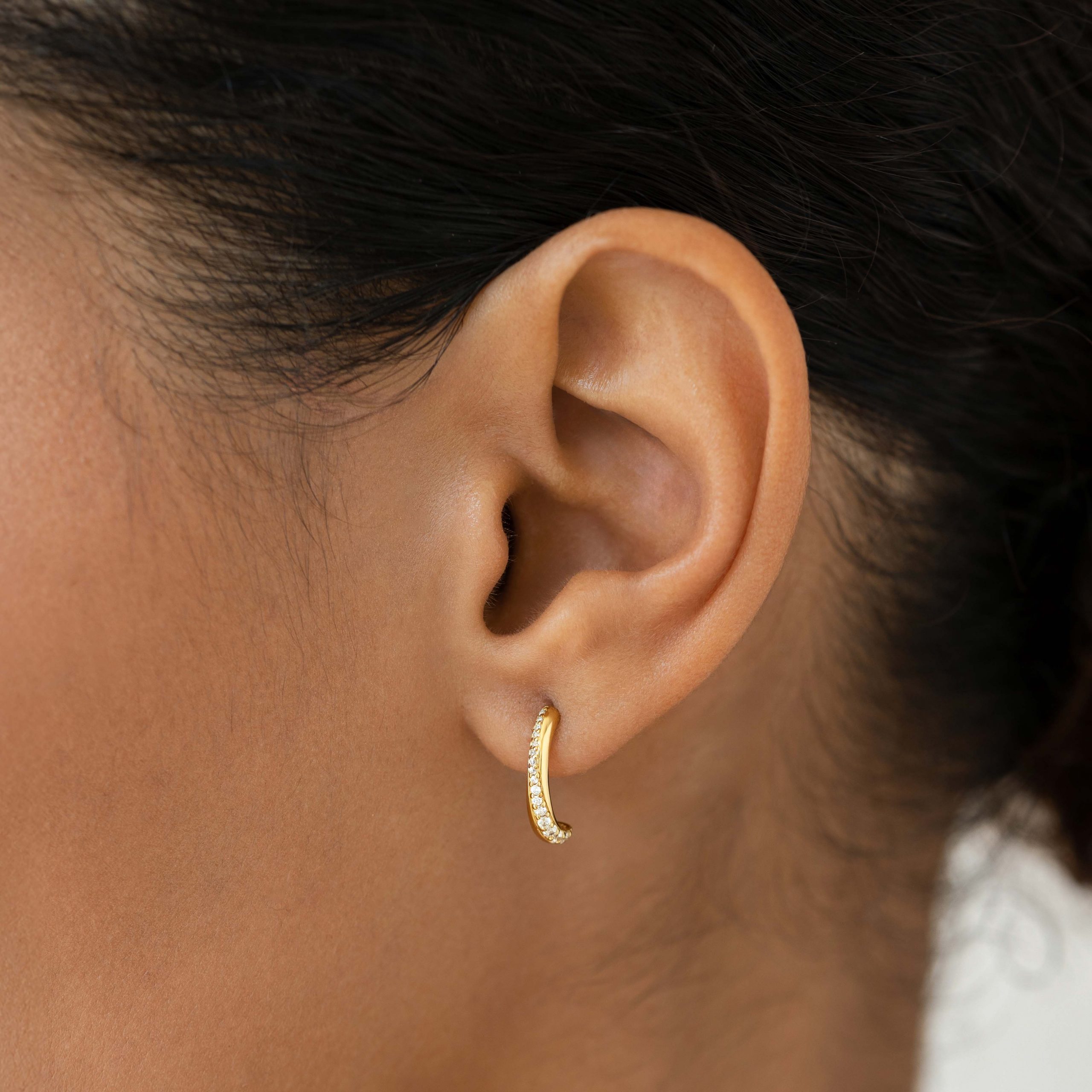 Linjer Gemstone Double Half Hoop Earrings - Lauren