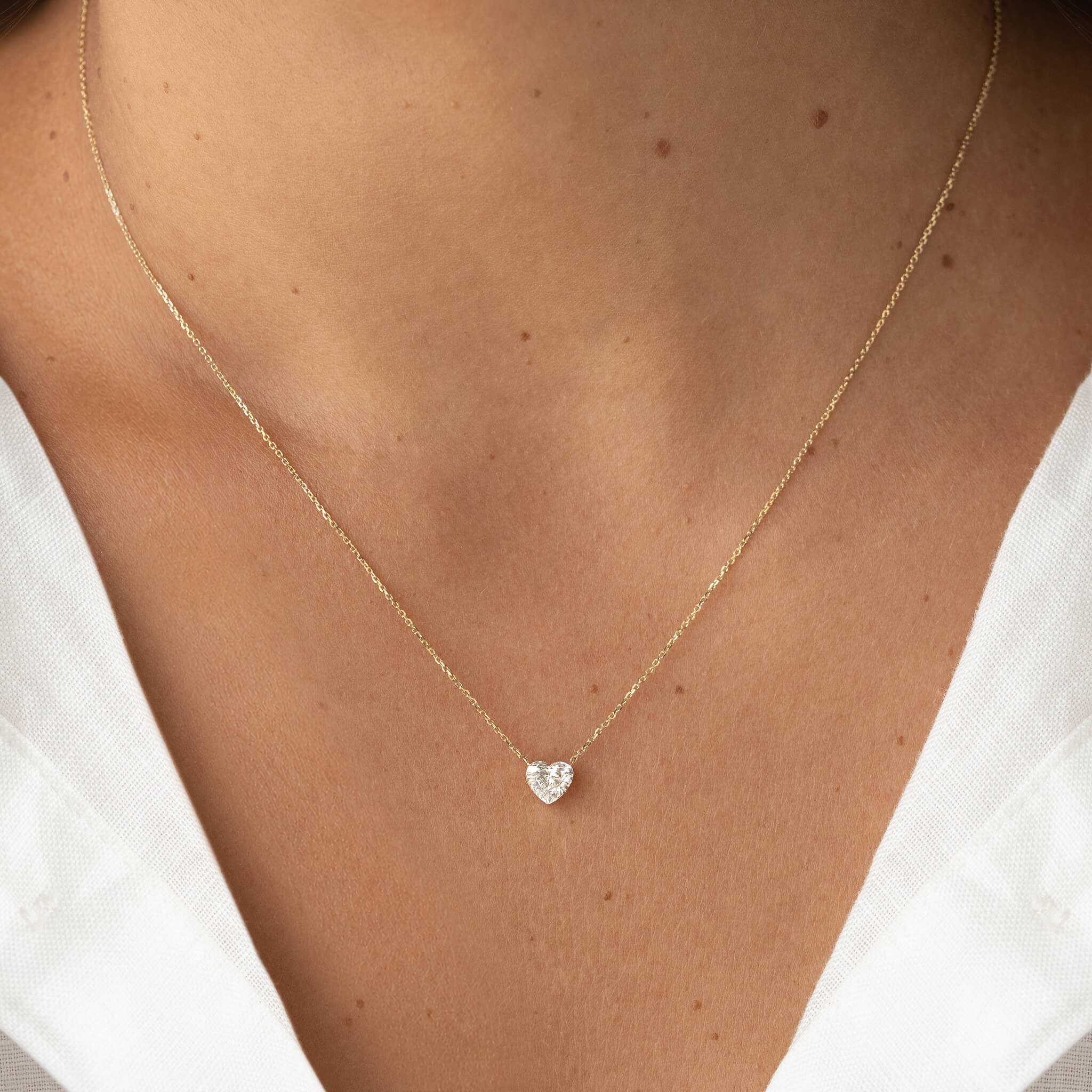 Linjer Heart-Shaped Lab Grown Diamond Necklace 14k Gold (0.75 ct tw) - Rene