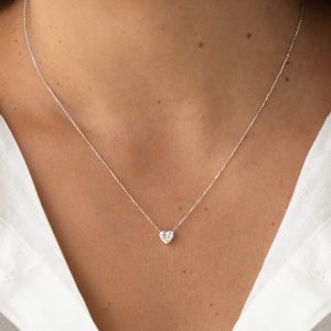 Linjer Heart-Shaped Lab Grown Diamond Necklace 14k White Gold (0.75 ct tw) - Rene