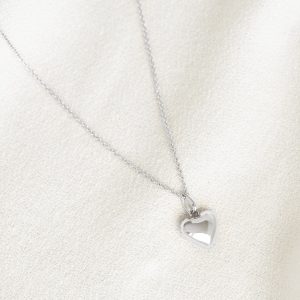 Linjer Puffy Heart Necklace Silver