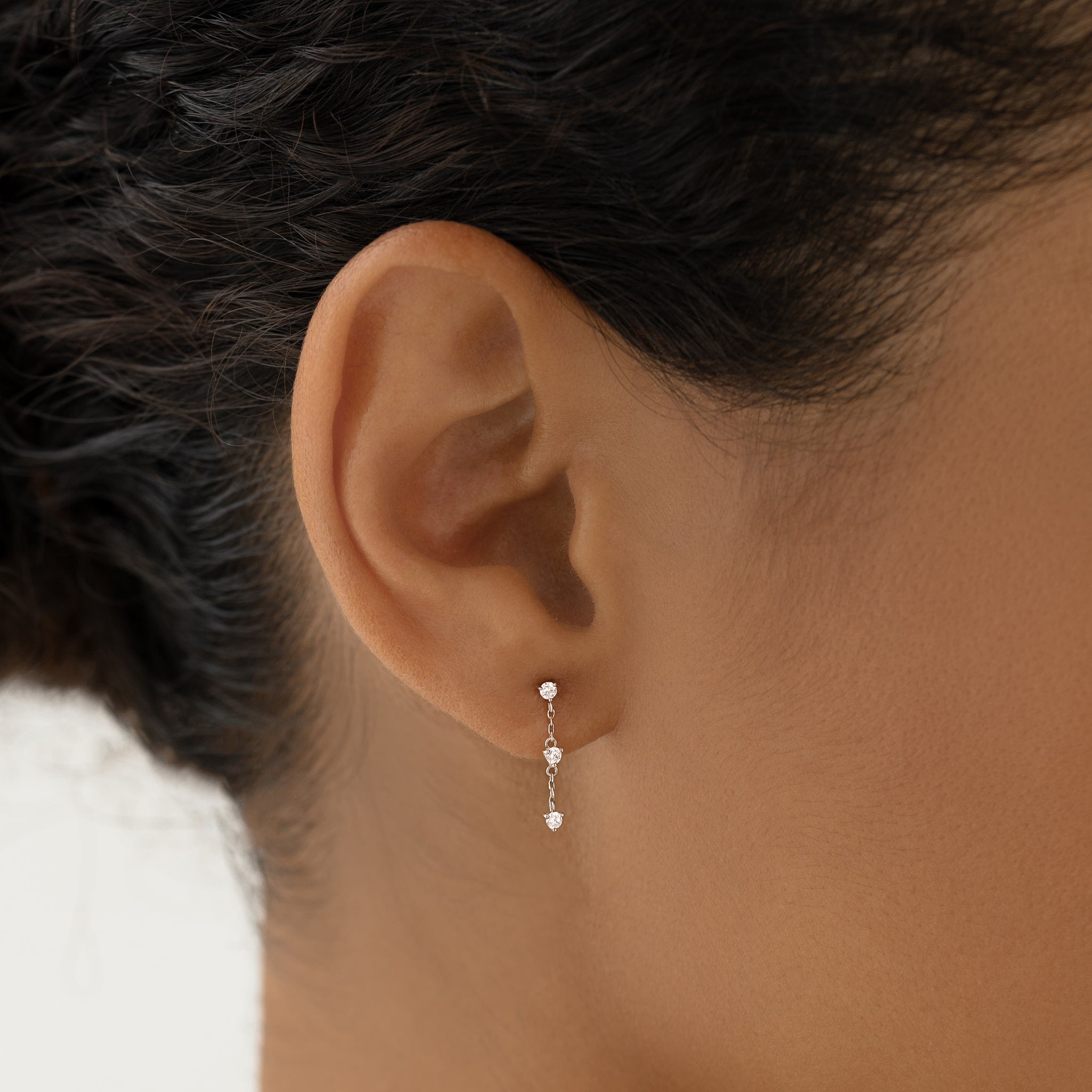 Linjer Lab Grown Diamond Drop Earrings White Gold - Alessia