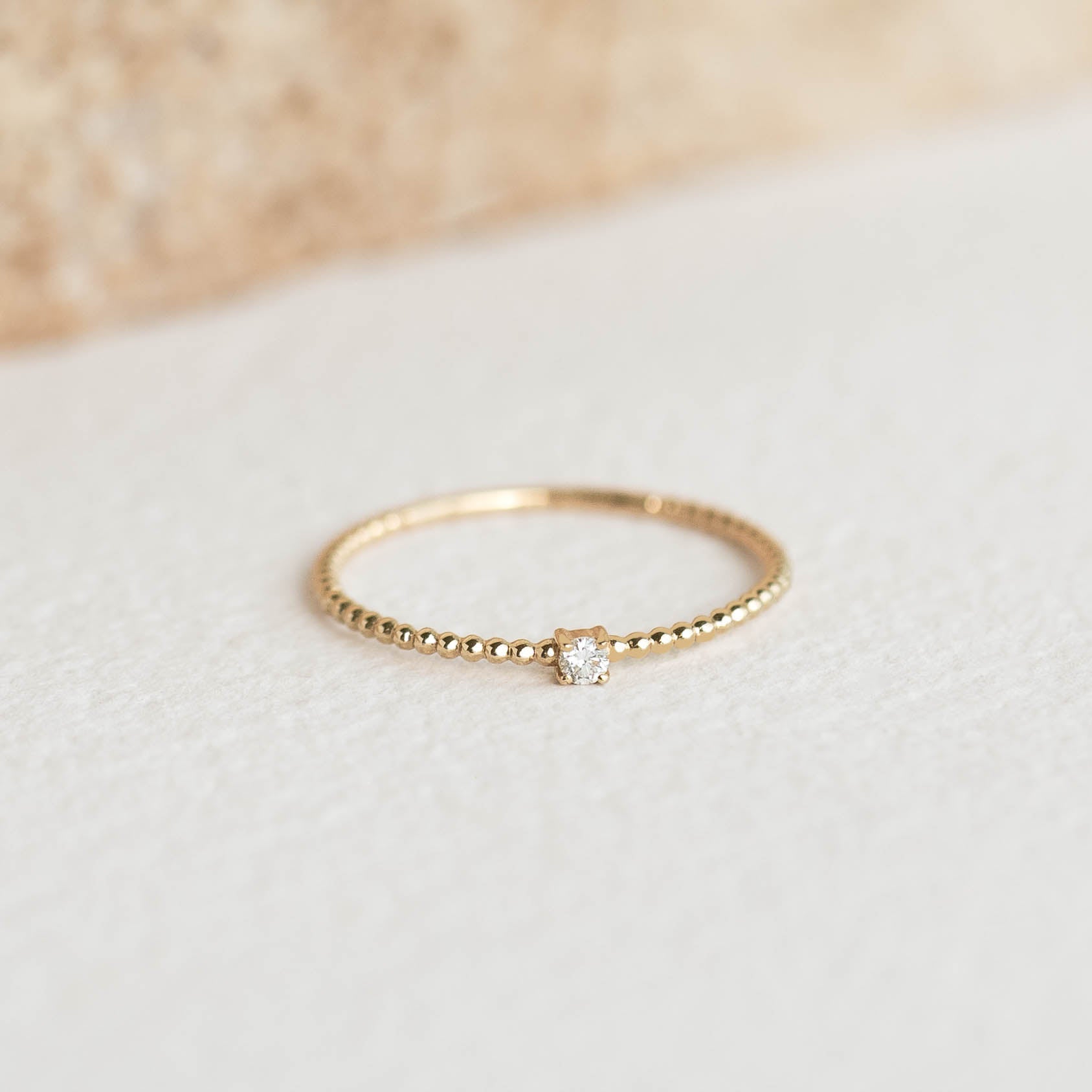 Linjer Lab Grown Diamond Beaded Ring 14k Gold - Natalie