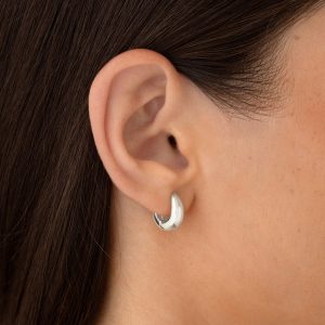 Linjer Dome Huggie Earrings Silver - Caja