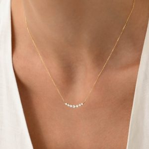 Linjer Graduated Lab Grown Diamond Necklace 10k Gold - Caterina