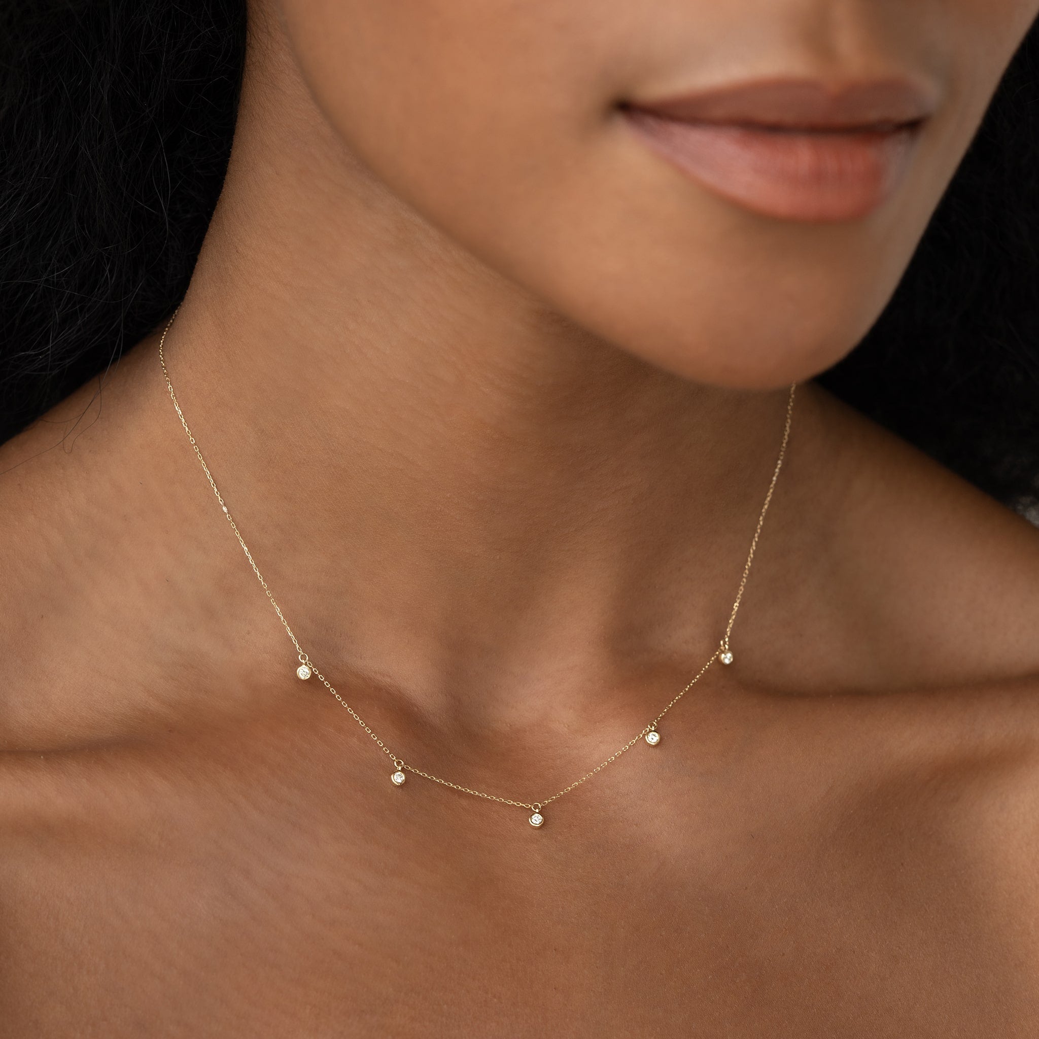 Linjer Lab Grown 5-Diamond Necklace 10k Gold - Bette
