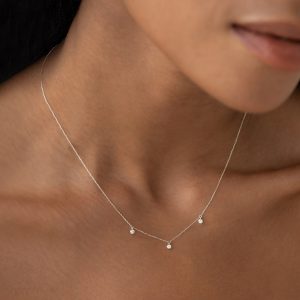 Linjer Lab Grown 3-Diamond Necklace White Gold - Eira