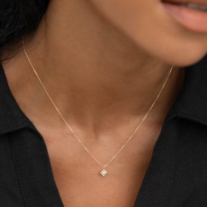 Linjer Flower Lab Grown Diamond Pendant Necklace 14k Gold - Fiorella