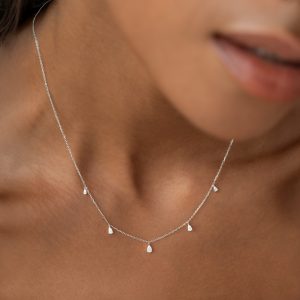 Linjer Pear Cut Lab Grown Diamond Pendant Necklace White Gold - Sylvie