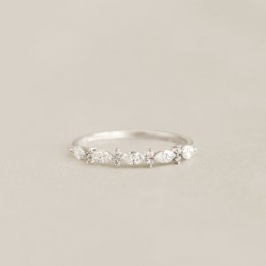 Linjer Marquise and Round Lab Grown Diamond Ring White Gold - Aurelia