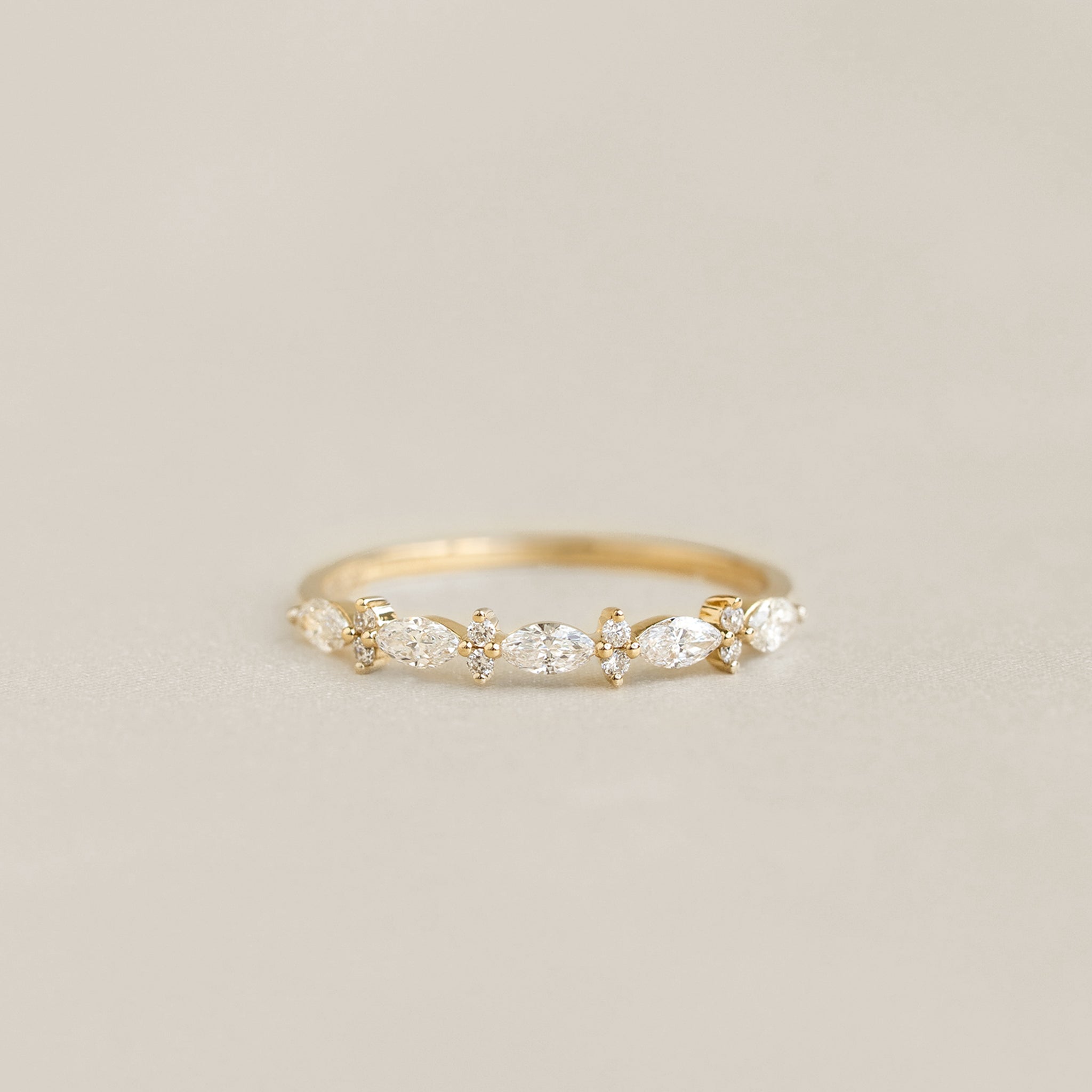Linjer Marquise and Round Lab Grown Diamond Ring - Aurelia