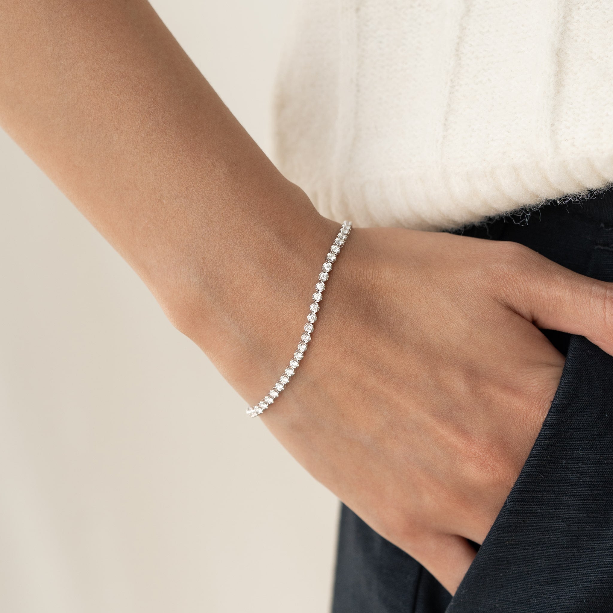 Linjer Lab Grown Diamond Tennis Bracelet White Gold (1.5 - 1.62 ct tw) - Mirella