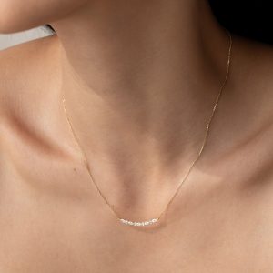 Linjer Marquise and Round Lab Grown Diamond Necklace 14k Gold - Noelia