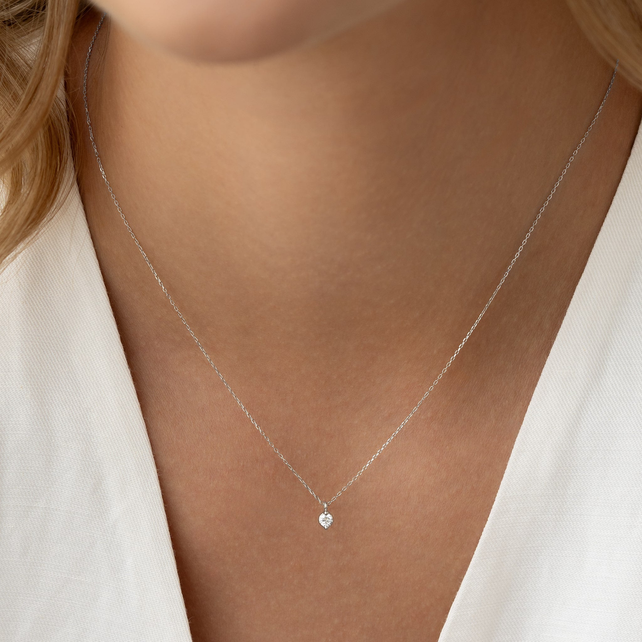 Linjer Lab Grown Diamond Pendant Necklace White Gold - Atiana