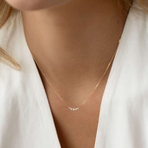 Linjer Lab Grown Diamond Curved Bar Necklace 10k Gold - Elodie