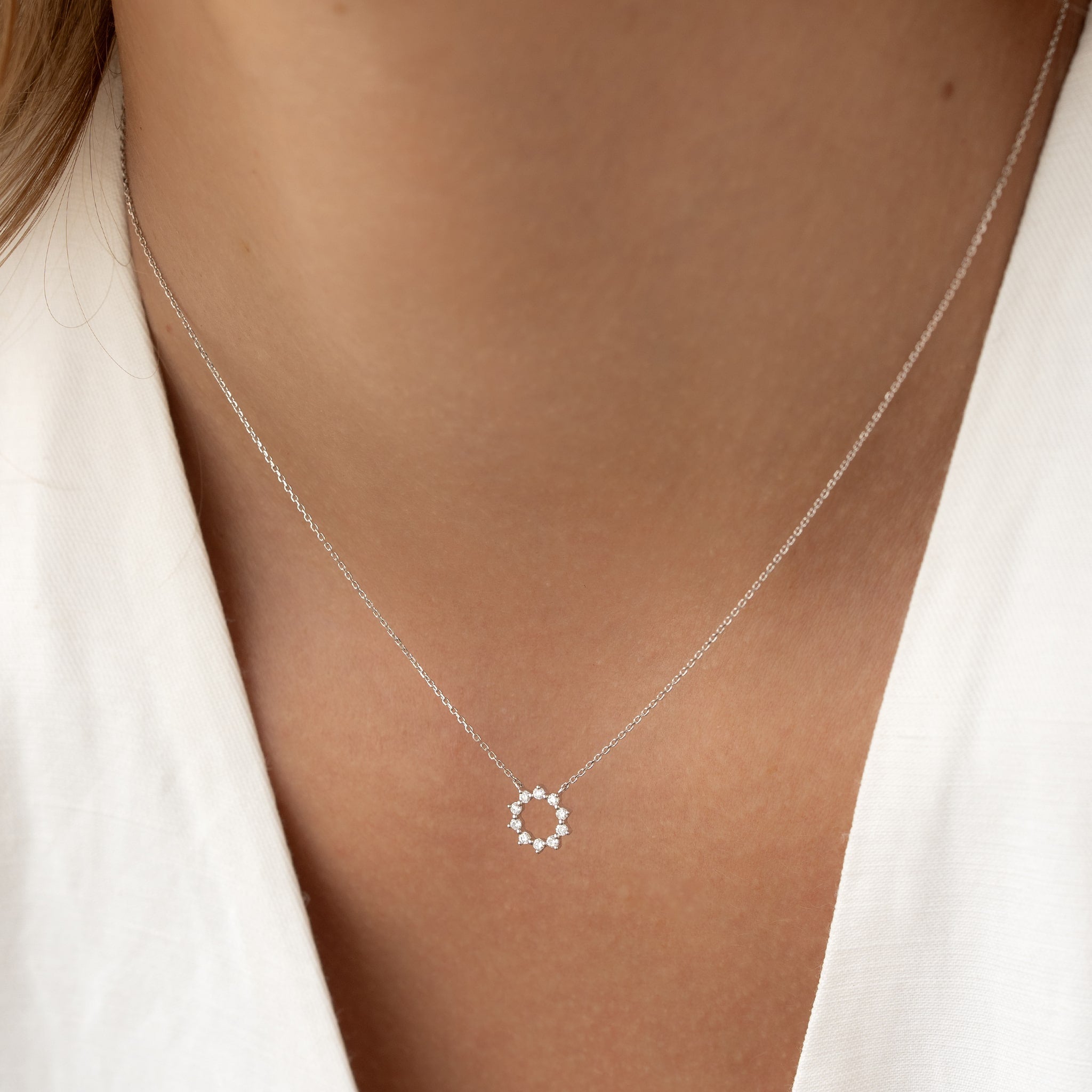 Linjer Lab Grown Diamond Sun Necklace White Gold - Leda