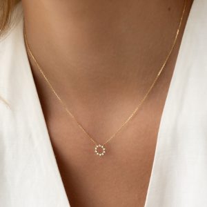 Linjer Lab Grown Diamond Sun Necklace 14k Gold - Leda
