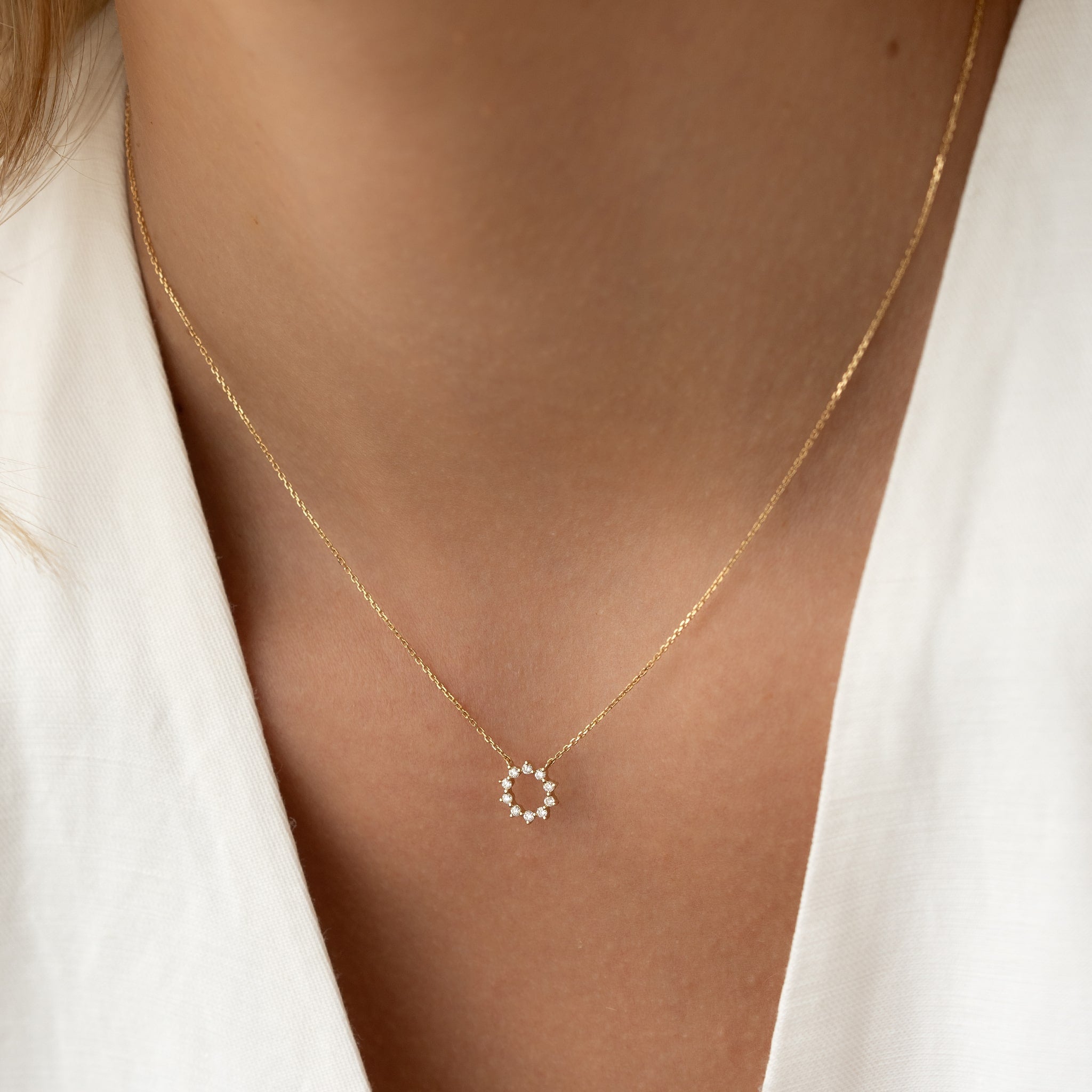 Linjer Lab Grown Diamond Sun Necklace 14k Gold - Leda