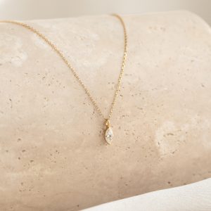 Linjer Marquise Lab Grown Diamond Necklace 14k Gold - Violetta