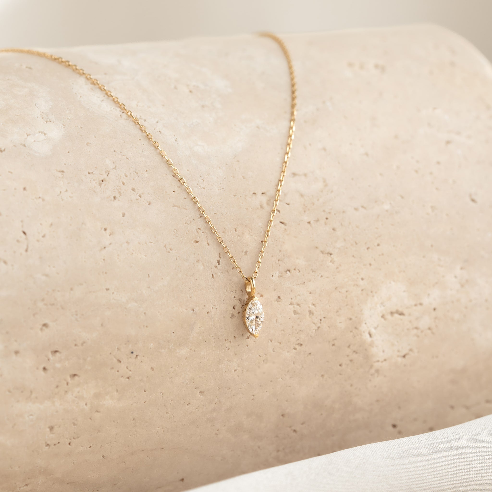 Linjer Marquise Lab Grown Diamond Necklace 14k Gold - Violetta